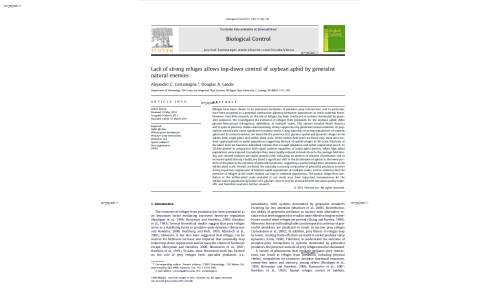 Lack of strong refuges allows top-down control of soybean aphid by generalist natural enemies